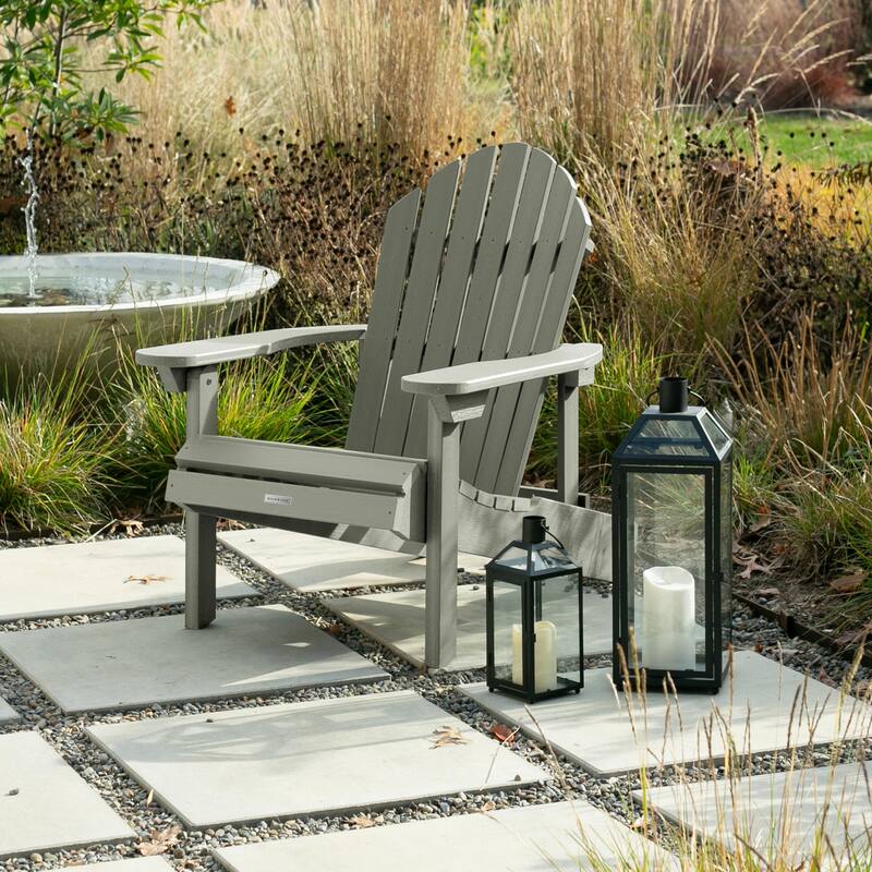 Eco-friendly Synthetic Wood Folding and Reclining Adirondack Chair