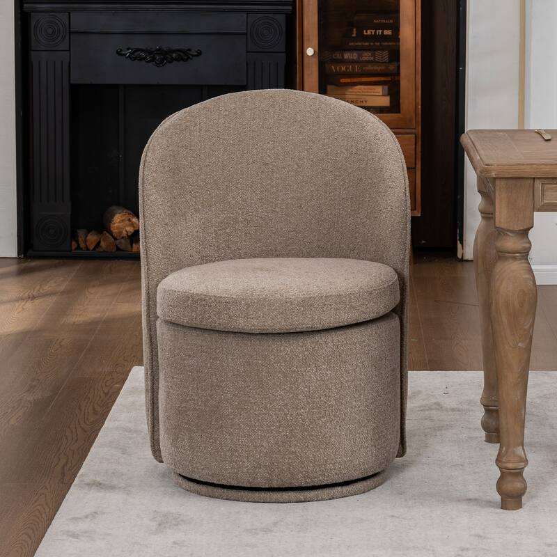 Swivel Dining Chair with Back, Boucle Vanity Chair for Dressing Room, Living Room