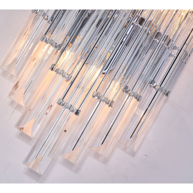 2-Light Chrome Metal Wall Sconce With Clear Rods
