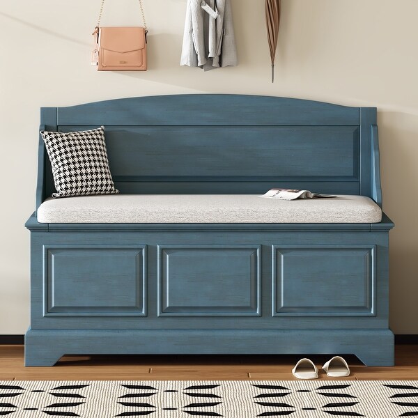 Retro Shoe Storage Bench with Safe Soft-Close Devices and Hidden