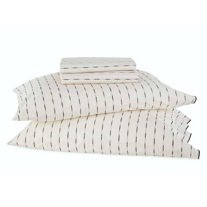 Novogratz by Utica Vintage Stripe Waverly White Sheet Set
