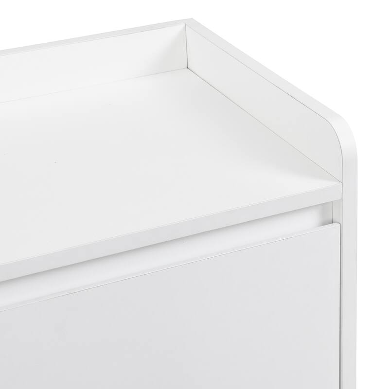 Sleek Contemporary Shoe Cabinet with Adjustable Shelves and Solid Wood Legs - 55.1" W × 13.8" D × 39.4" H