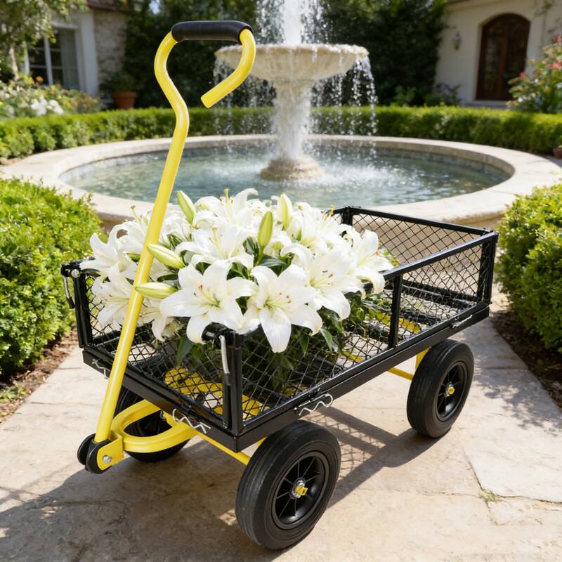 Anmytek Heavy Duty Steel Mesh Utility Wagon with Removable Sides 880 lbs Capacity Garden Cart