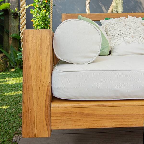 Cambridge Casual Logan Teak Wood Outdoor Swing Daybed with Cushion