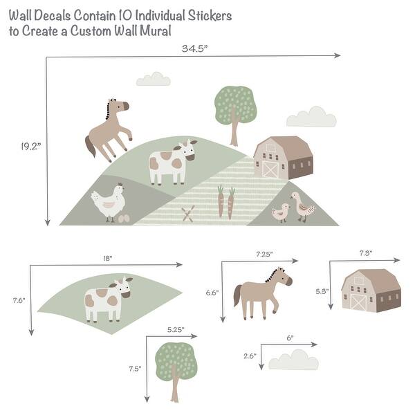 Bedtime Originals Farmyard Friends Wall Decals/Stickers - Horse/Cow/Barn