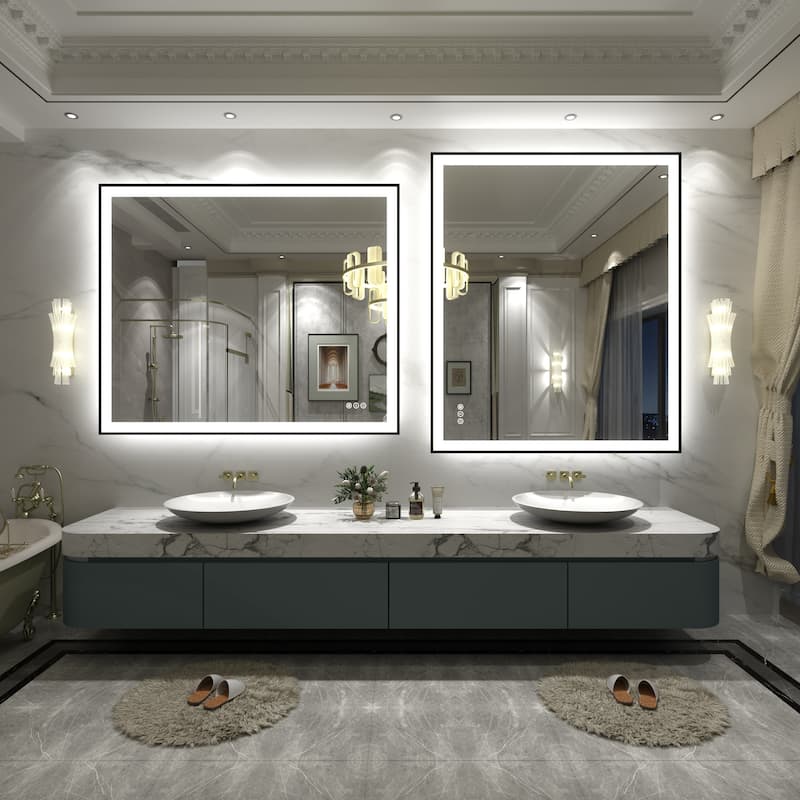 Front & Back LED Anti-Fog Tempered Glass Framed Bathroom/Vanity Mirror 3-Year Warranty