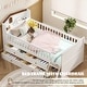 preview thumbnail 7 of 36, Twin Size Platform Bed Frame with 4 Storage Drawers & Guardrail Headboard for Bedroom, Wooden Kids Storage Bed with Ladder