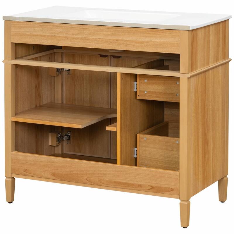 36" Bathroom Vanity with Sink, Cabinet, Flip-Out Drawer, 3 Drawers & 2 Soft-Close Doors