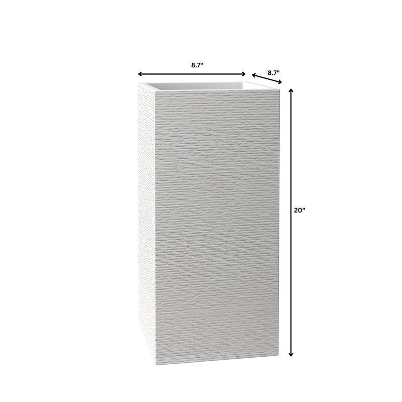 Basalt Modern Tall Square MGO Fiberstone Planter with Drainage, Weather-Resistant Indoor & Outdoor Patio Pot