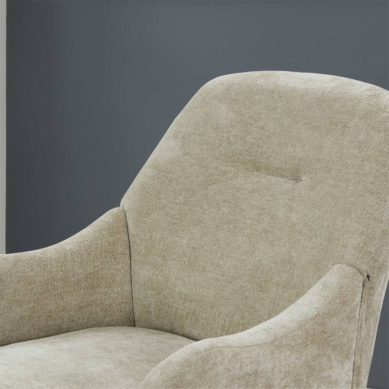 Chenille Armchair,Modern Style Accent Chair w/Wood Legs,Comfy Design