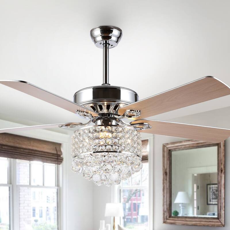 SAFAVIEH Lighting Nelly 52-inch Led Ceiling Light Fan (with Remote) - 52" W x 52" L x 29.5"-34.5" H
