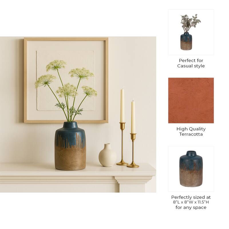 Ceramic Round Two-Tone Decorative Flower Vase