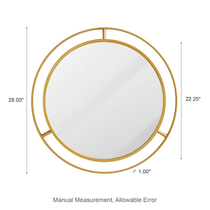 Glitzhome 24"D Modern Round Accent Decorative Wall Mirror Bathroom Vanity Decor
