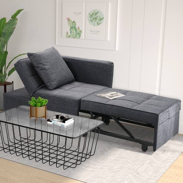 COMAX 4-in-1 Futon Sofa Bed - Queen Size Foldable Floor Couch With L-Shaped Armrests, Convertible Sleeper For Living Room