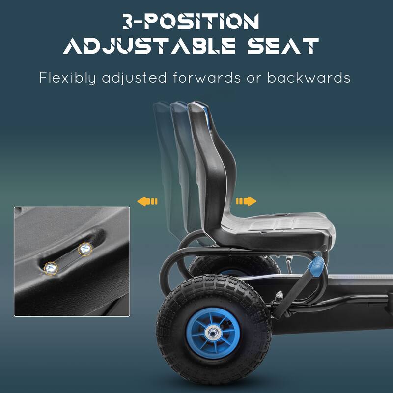 Kids Pedal Go Kart Ride-On Car with Adjustable Ergonomic Seat, Handbrake, Suspension, and Durable Rubber Wheels