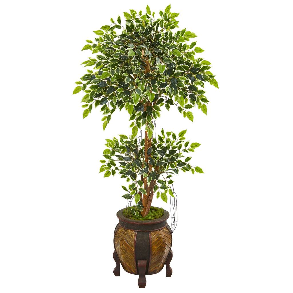 52In Artificial Palm Tree with Planter - Realistic Green Tree Indoor Decor for Home Office - 59