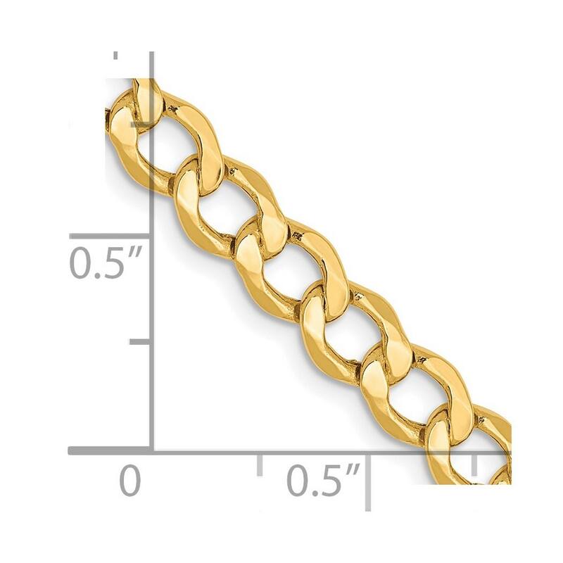 Curata 10k Semi Solid Lobster Claw Closure 5.25mm Semi solid Curb Link Chain Bracelet