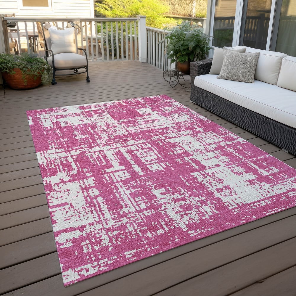 Machine Washable Indoor/ Outdoor Chantille Abstract Solid Rug