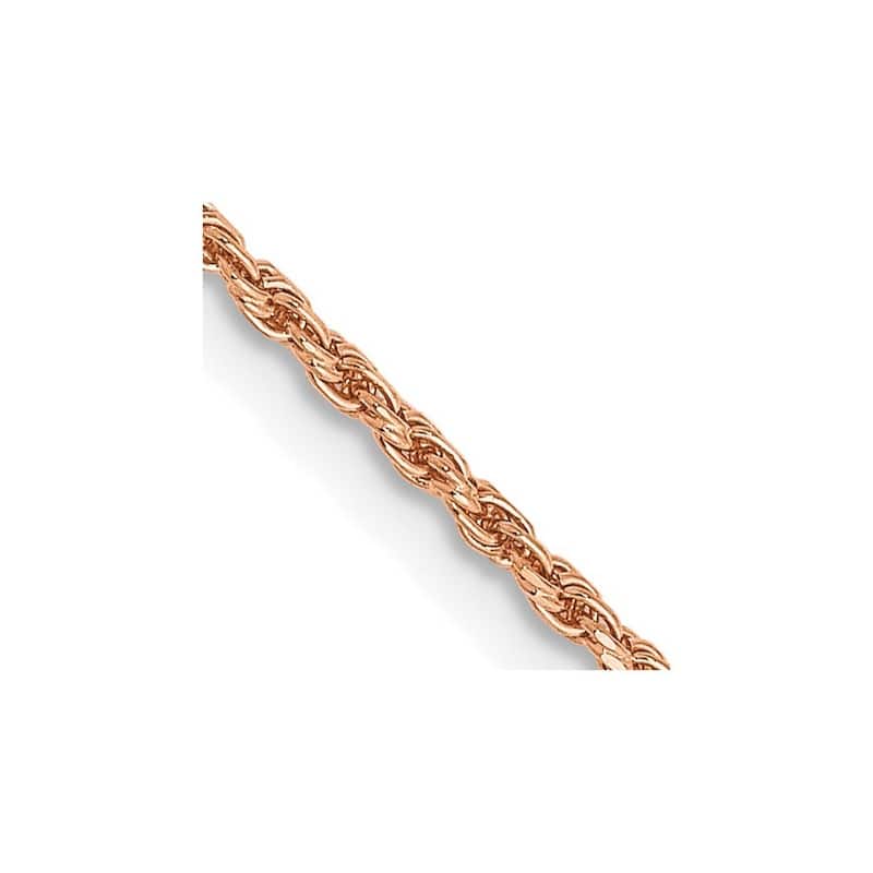 Curata Women's 14k Rose Gold 1.5mm Sparkle-Cut Rope Chain Anklet- 10 Inch