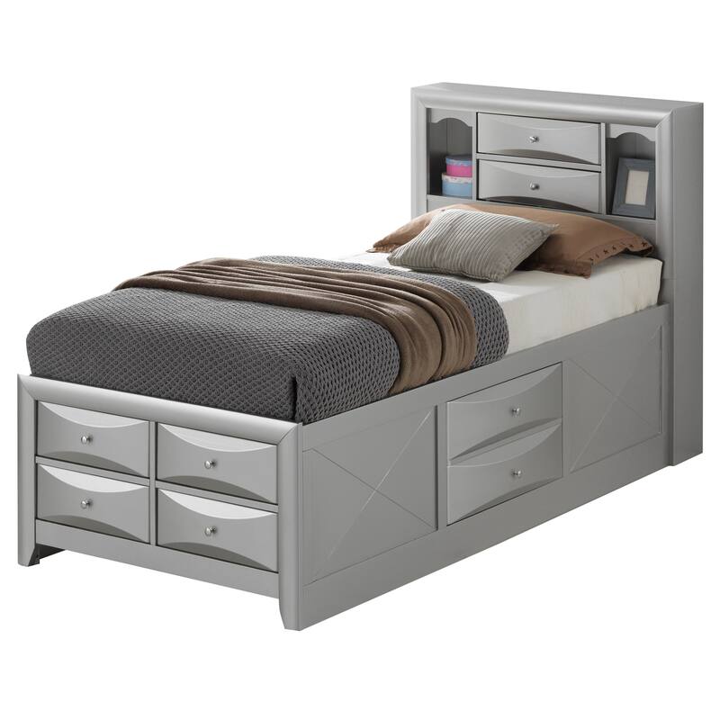 Glory Furniture Marilla Storage Bed - Silver - Twin