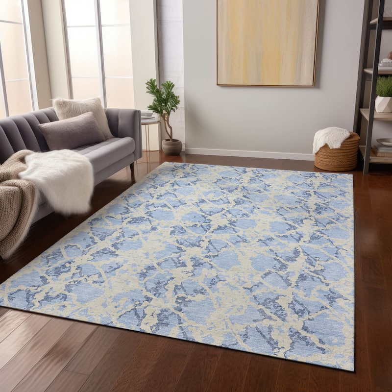 Machine Washable Indoor/ Outdoor Abstract Modern Chantille Rug
