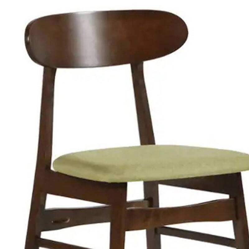 Brown/Green Fabric Upholstered Wood Frame Dining Chair, Set of 2, Sturdy Dining Chair for Dining Rooms - 17.5