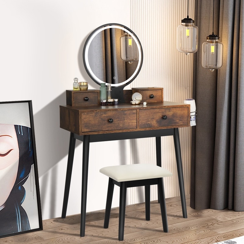 Vanity set with touch screen deals mirror
