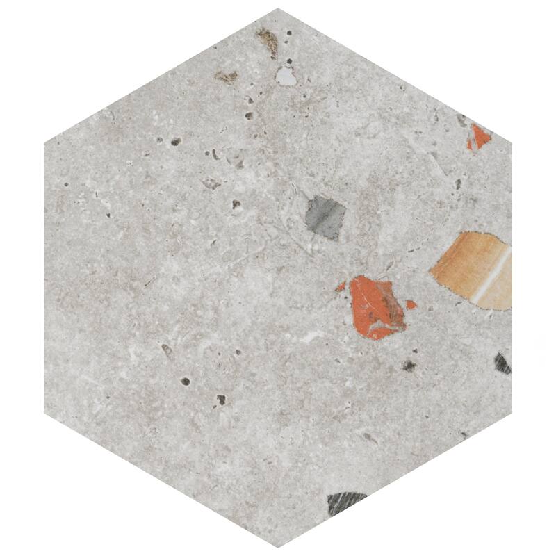 Merola Tile Sonar Hex Silver 8-5/8" x 9-7/8" Porcelain Floor and Wall Tile