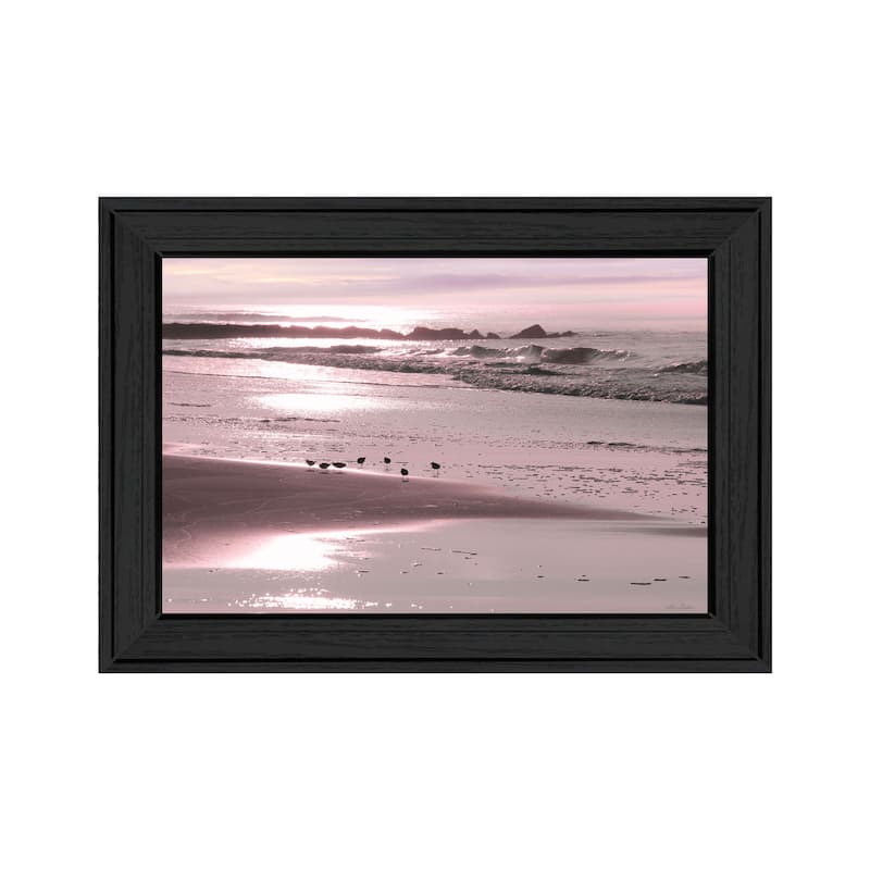 TrendyDecor4U Coastal "Breakfast On The Beach" Framed Print Wall Art - Charcoal