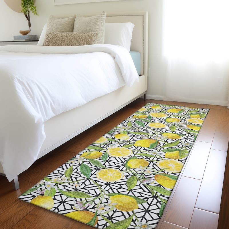 Premium Washable Super Soft Lemon Mosaic Mayfield Rug - Yellow - 2' 3" x 7' 6" - Runner