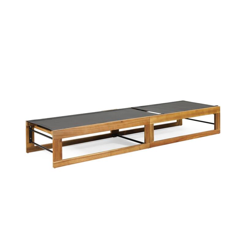 Outdoor solid wood frame mesh chaise lounge chair
