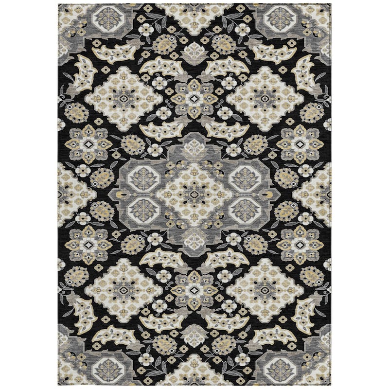 HomeRoots Medallion Traditional Rectangle Outdoor Rug