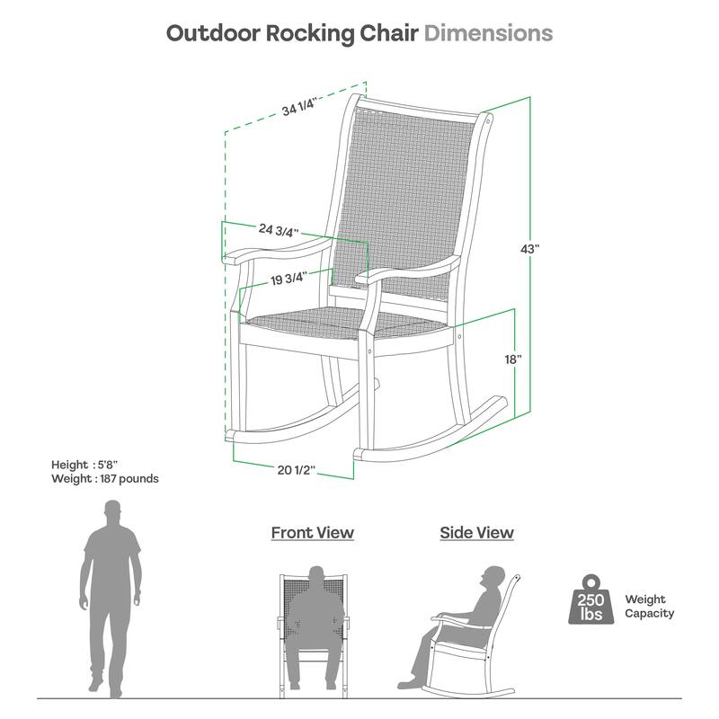 Cambridge Casual Camden Solid Teak Outdoor Rocking Chair with Padded Woven Seat