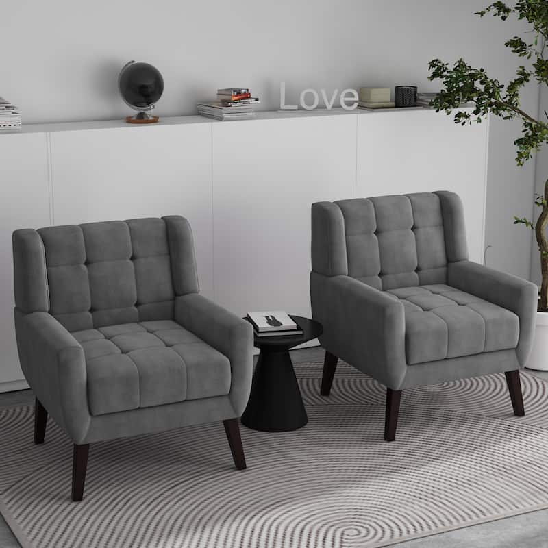 Tufted Arm Chair Upholstered Lounge Chair(Set of 2)