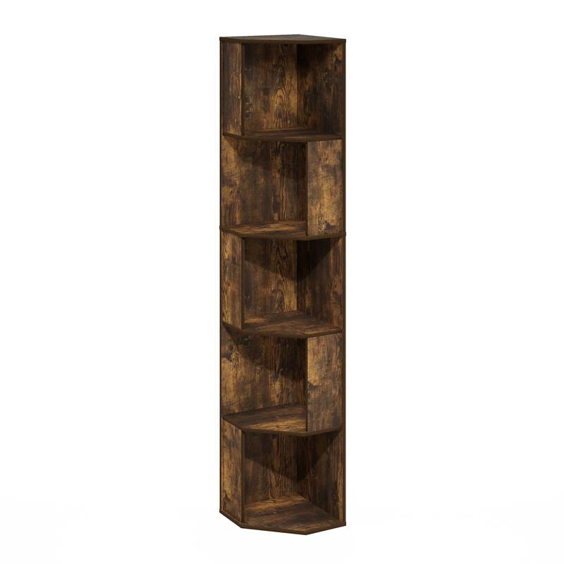 60.71 in. Tall Pine Wood 5-Shelf Bookcase