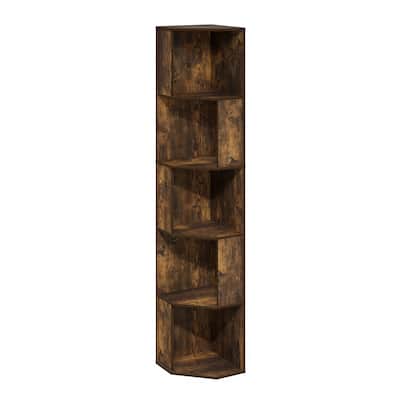 60.71 in. Tall Pine Wood 5-Shelf Bookcase
