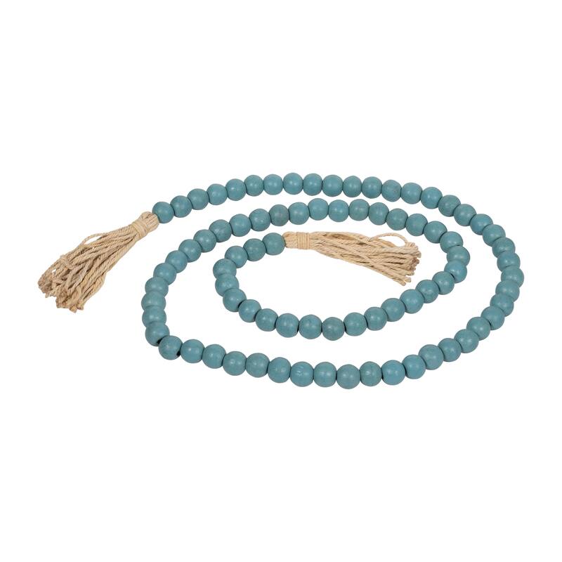 84"Lx1" Diameter Beads on Natural Jute, Wood Beaded Garland, Brown Finish, Decorative Wood Beads for Rustic Home Decor