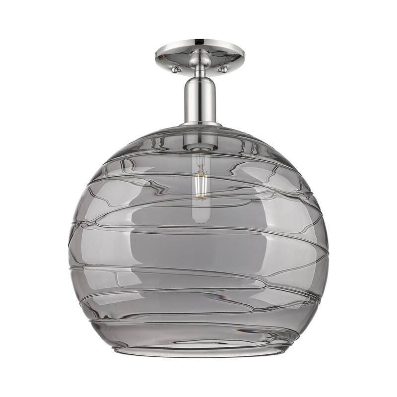 Innovations Lighting Endless Possibilities Arcadia - Athens Deco Swirl - 1 Light 14" Semi-Flush Mount - Polished Nickel