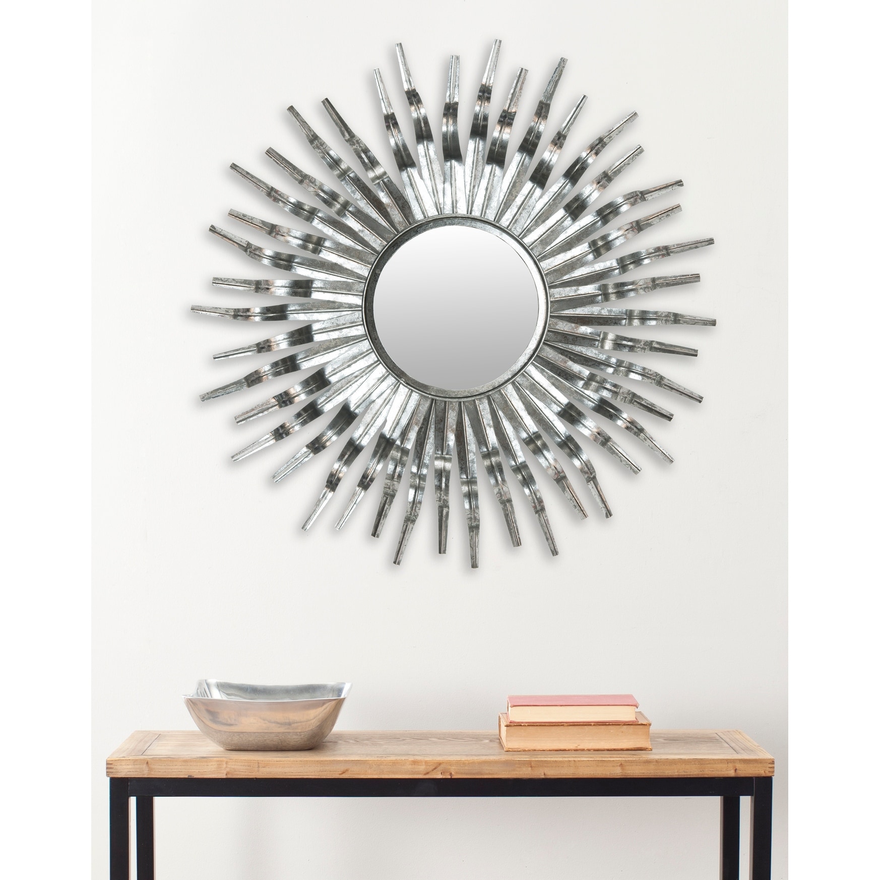 SAFAVIEH Handmade Art Silver Sunburst 36-inch Decorative Mirror - 36