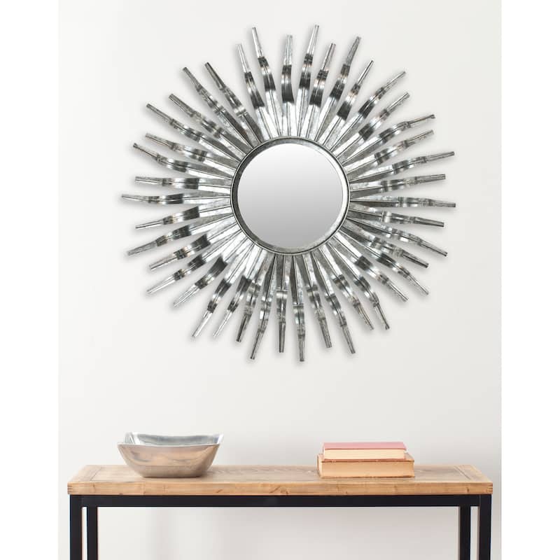 SAFAVIEH Handmade Magan Art Silver Sunburst 36-inch Decorative Mirror - 36" x 36" x 1.5" - 37Wx2Dx37H
