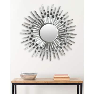 SAFAVIEH Handmade Magan Art Silver Sunburst 36-inch Decorative Mirror - 36" x 36" x 1.5" - 37Wx2Dx37H