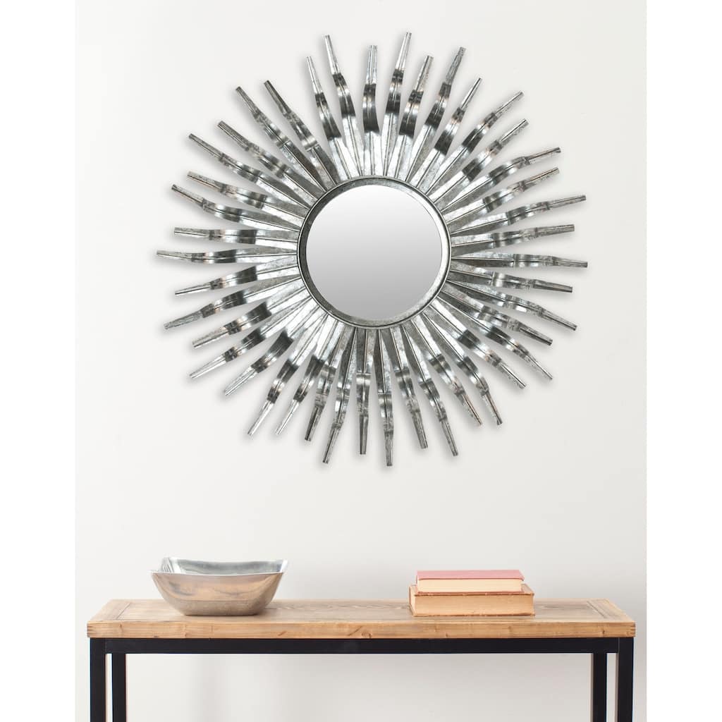 SAFAVIEH Handmade Magan Art Silver Sunburst 36-inch Decorative Mirror - 36" x 36" x 1.5" - 37Wx2Dx37H