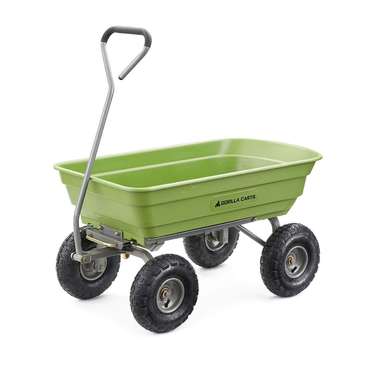 Lawn tractor yard dump cart garden wagon utility wheelbarrow trailer mower black on sale