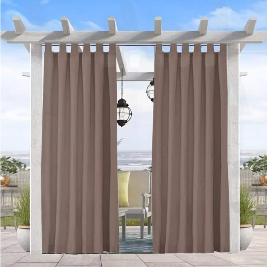 Pro Space Outdoor Thermal Insulated Solid Tab Top Curtains, Taupe Grey