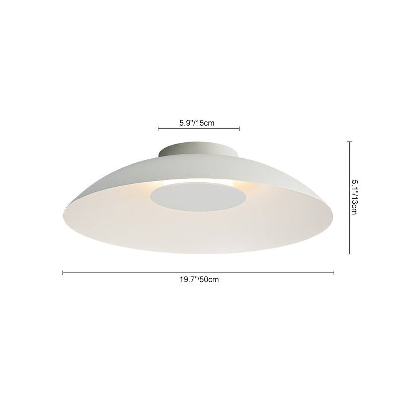 Scandinavian Dimmable LED Round Shallow Dome Ceiling Light 19.7in