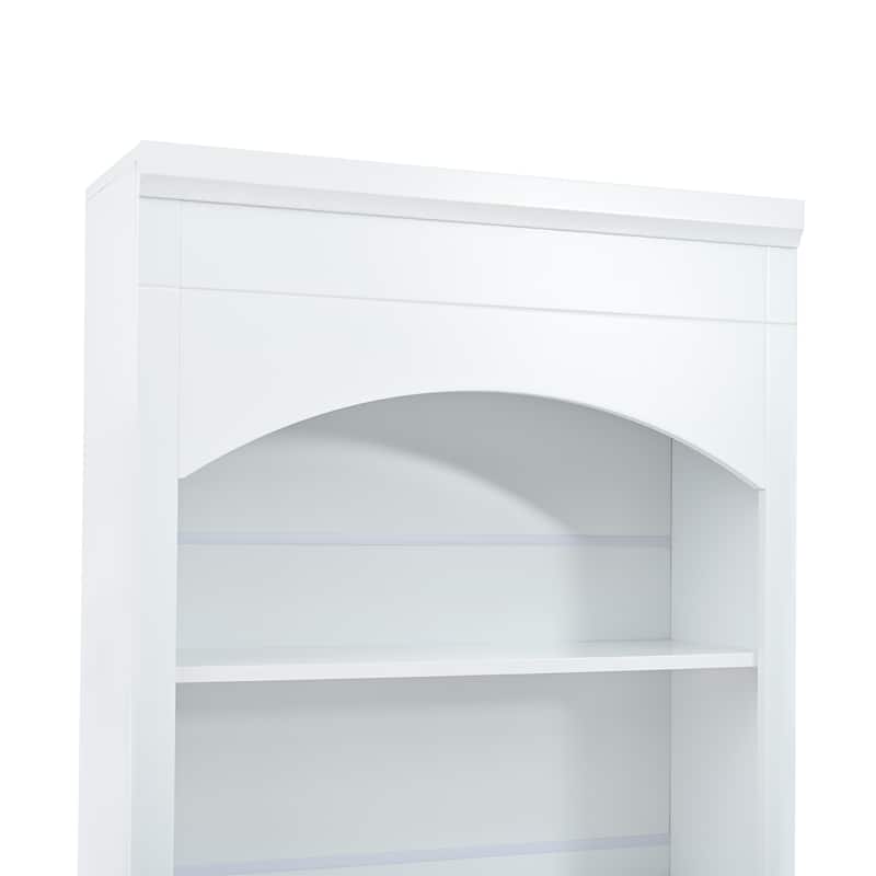 Roomfitters Modern 83.7" Tall Kitchen Hutch with Faux Marble Top and Adjustable Shelf