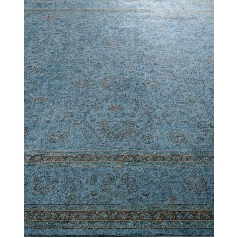 Overton Hand Knotted Wool Vintage Inspired Modern Contemporary Overdyed Blue Area Rug - 8' 2" x 10' 4"