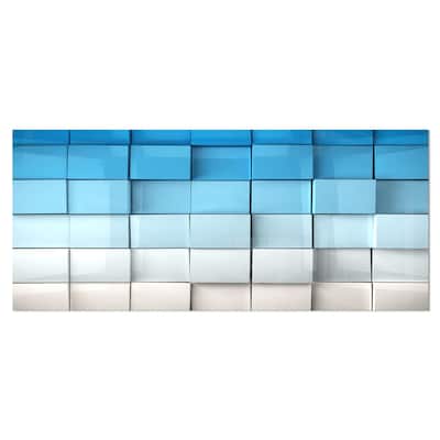 Designart 'Blue and White Mosaic Cubes' Contemporary Metal Wall Art