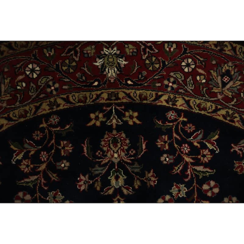 Hand Knotted Oriental 100% Wool Carpet Traditional Floral Black Agra Area Rug - 6' 8'' X 6' 7''