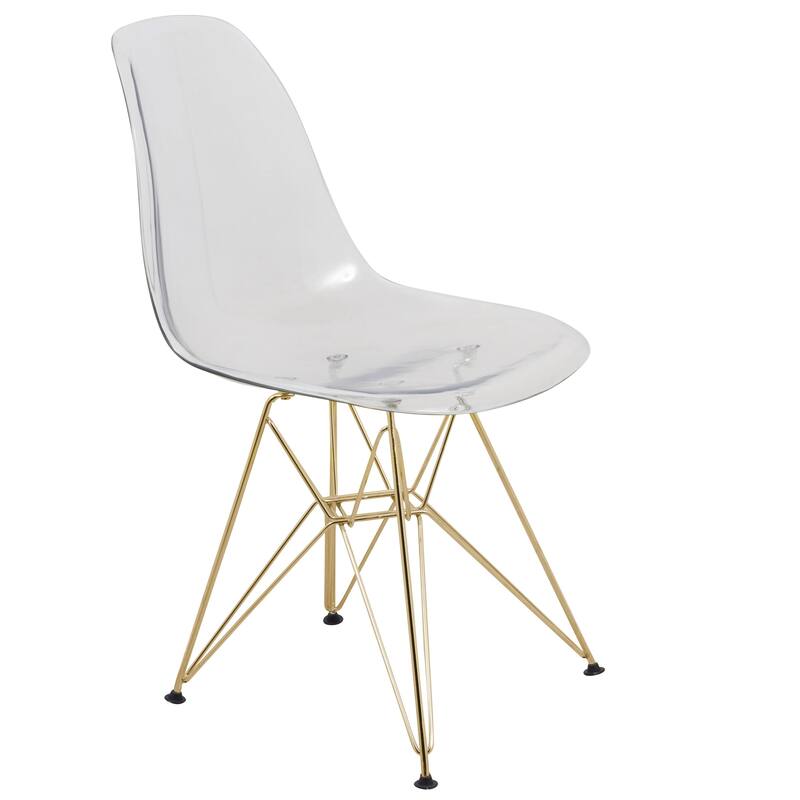 5-Piece Dining Set with 35" Round MDF Table and 4 ABS Plastic Side Chair with Gold Metal Legs